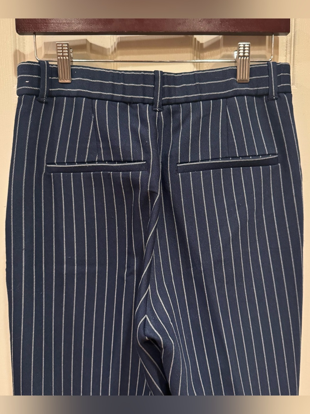 NEW Abercrombie & Fitch Sloan Tailored Wide Leg Blue indigo striped Pants 28 - Picture 11 of 14